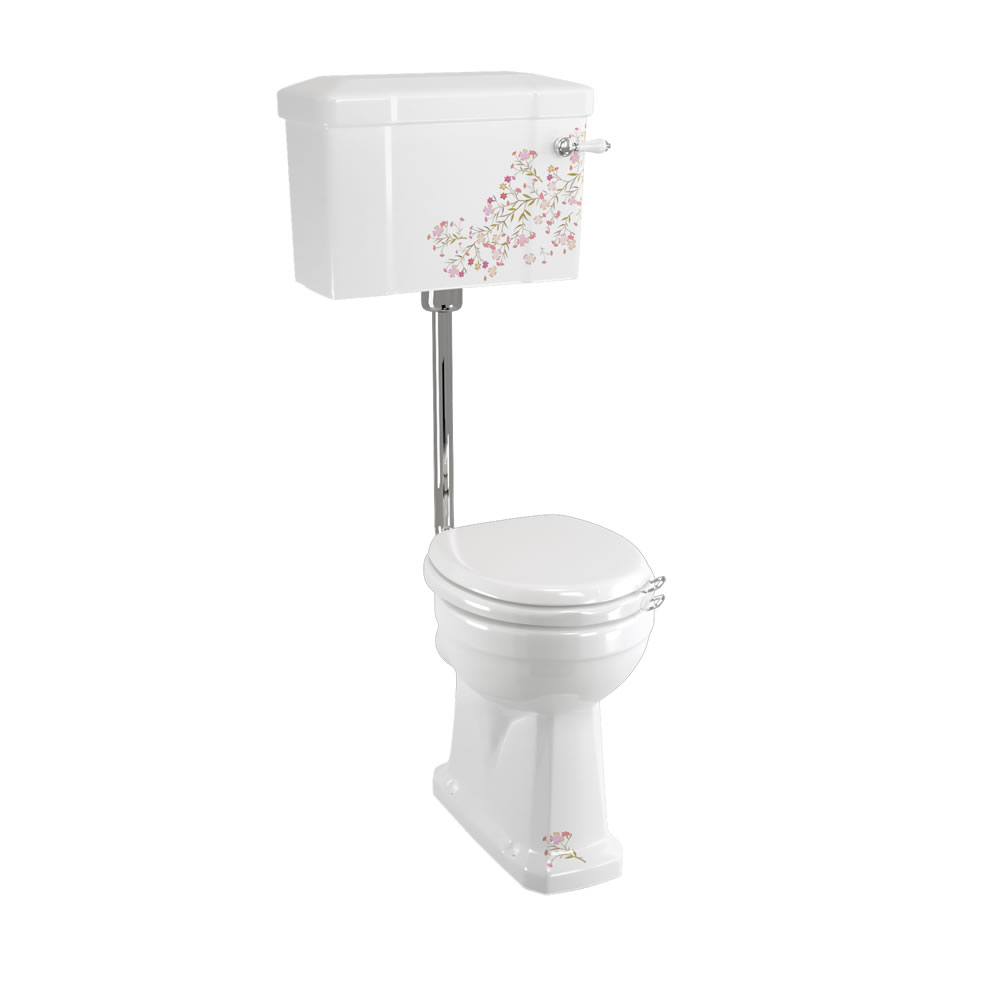 Bespoke Oriental Blossom Standard Low Level WC with 520 Lever Cistern